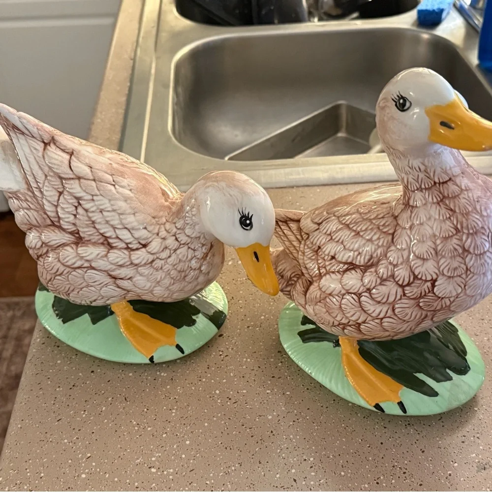 Cute 2 cottagecore Ceramic Duck Figurines